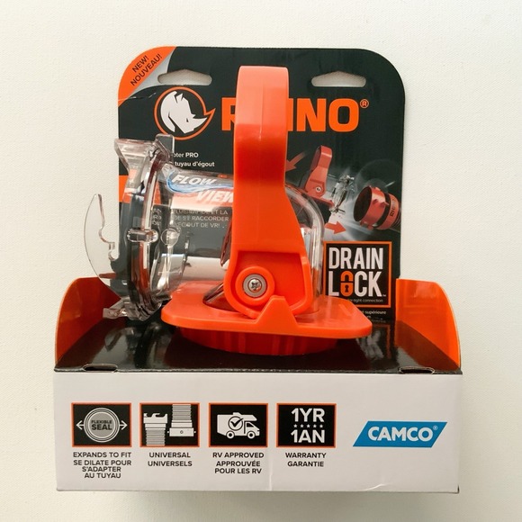 NEW Camco Drain Lock‎ 39730 Rhino Rv Sewer Adapter Pro Locking Elbow